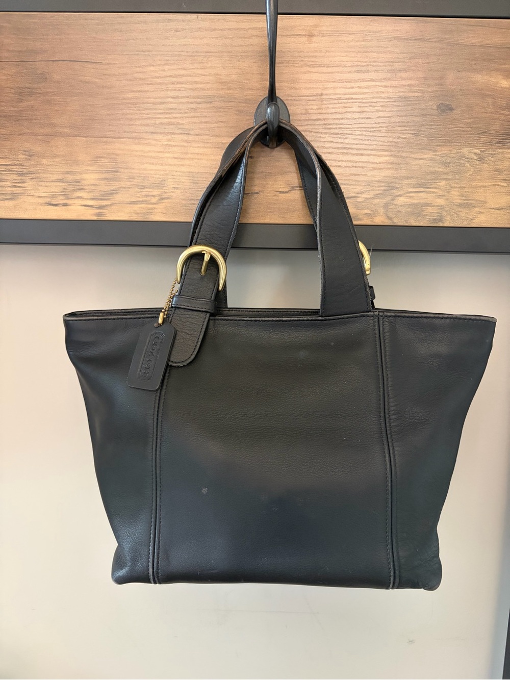 Vintage Coach SoHo Waverly Black Leather Tote Bag 4133